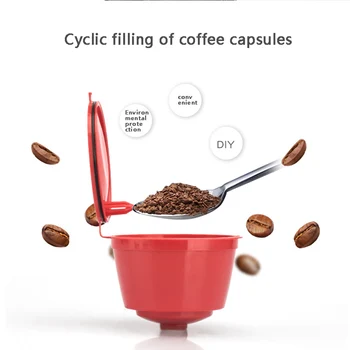3pcs/pak Daugkartiniai Daugkartinio naudojimo Dolce Gusto Kavos Kapsulės su Šaukštu Teptuku Suderinama Kavos Filtrai Coffeeware Originalų Mašina