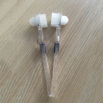 3pcs Skaidrūs dantų Protezų Teptuku dirbtiniai Dantys Valymo Šepetys dvipusis Šepetėlis Dirbtinių Dantų Valymo Priemonė