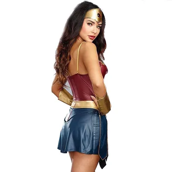 3pcs Superhero Moteris, Cosplay Kostiumai Suaugusiems Kostiumai Helovinas Seksuali Moteris uzpost Suknelė Cosplay