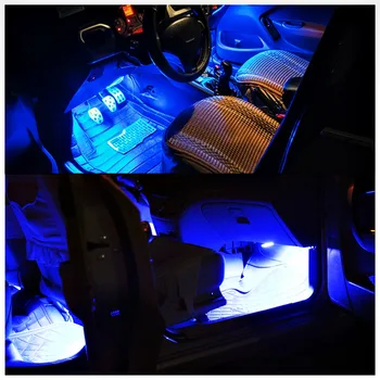 4 in 1 LED Automobilių Spalvinga Interjero Atmosferą Šviesos Auto Valdymas Balsu RC Kontrolės RGB Grindų, Koja Decal Juostos, Lempos