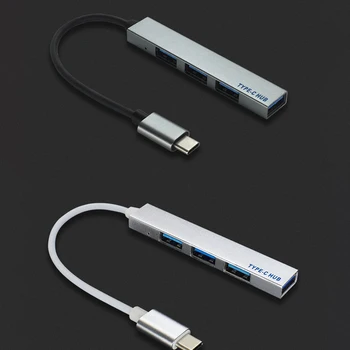 4 Port 480 M Splitter USB-C su USB 2.0 Tipas C HUB Konverteris OTG Adapterio Kabeliu, skirta 