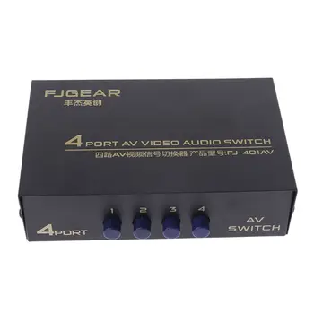 4 Port Įvesties Ir 1 Išvesties Audio Video AV RCA Jungiklis Switcher Išrinkimo Lange Naujas