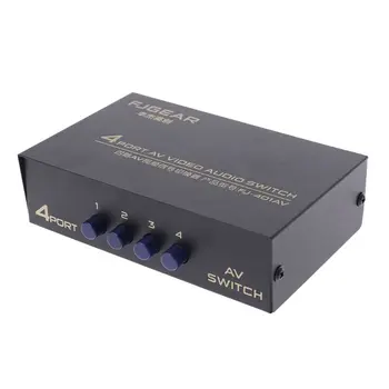 4 Port Įvesties Ir 1 Išvesties Audio Video AV RCA Jungiklis Switcher Išrinkimo Lange Naujas