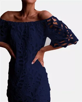 4 Spalvų Karšto parduoti naujus 2019 m. Vasaros mados nėriniai velniop kaklo moteris nėrinių mini elegantiška suknelė saldus seksuali suknelė plius dydis suknelė ONY023