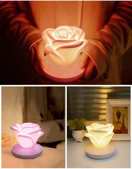 4 Spalvų Romantiška Rožių formos Trys-lempos šviesos srautą galima reguliuoti Touch-sensorius, LED Nakties Šviesos Šeimos Miegamasis Apdailos Valentino Diena Dovana