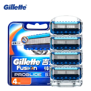 4 Vnt. Gillette Aštrių Skutimosi Skustuvo Ašmenimis Saugos Fusion Proglide Flexball Vyrų Veido Barzdos Skustuvas Kasetės Geležtės Vadovas Šerdelėmis