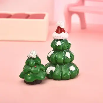 4 Vnt/set Miniatiūriniai Linksmų Kalėdų Eglučių Papuošalai, Terariumai Priedai Pasakų Sodo Figūrėlės Doll House Dekoro
