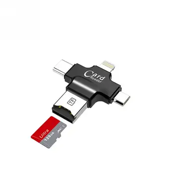 4 į 1 Card Reader C Tipo Micro USB, Adapteris Micro SD Kortelių Skaitytuvą, Kortelę 