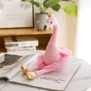 40CM Flamingo Pliušiniai Žaislai Mielas Pink Panther Lėlės Įdaryti Minkštas Gyvūnų Lėlės Swan Su Karūna Kūdikių Vaikams Nuraminti Žaislas Dovana Mergaitė