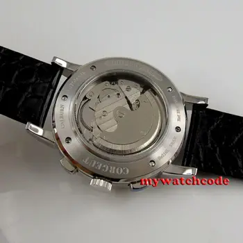 42mm CORGEUT Baltoji ryšys Prabangių Vyrų Laikrodžiai Automatinė Metų Diena, Mėnulio Fazė Daugiafunkcį Mens Mechaninis Laikrodis