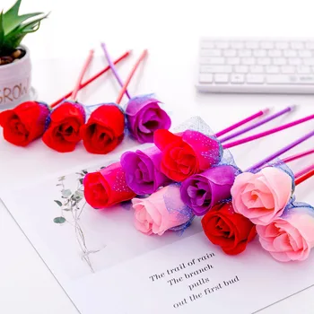 48 vnt/daug Modeliavimo Rose tušinukas Mielas 0,5 mm, mėlynos spalvos rašalo Gėlių Kamuolys rašikliai Skatinimo dovana mokyklos rašymo reikmenys