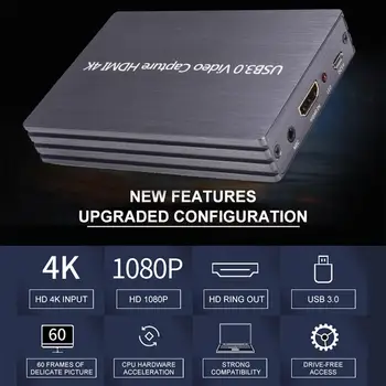4K HDMI Video Capture Card 1080P Žaidimą Capture Card Full HD Įrenginio USB Žaidimas Diktofonas-Live Transliacijos Vhs Video Kasečių Grotuvas