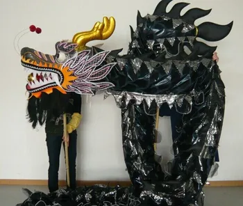 4m Ilgis 4 studentų Kinų DRAKONAS ŠOKIŲ ORIGINALUS Auksu Dragon Liaudies atlikti parade Festivalis Šventė Kostiumas Ornamentu