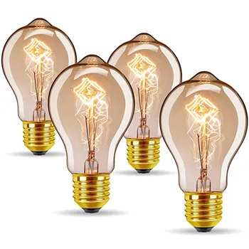 4pcs/daug Edison Lempos šviesos srautą galima reguliuoti A19 40W E27 A60 60W Wam Balta Retro Dekoratyvinis Kaitinimo Vintage 