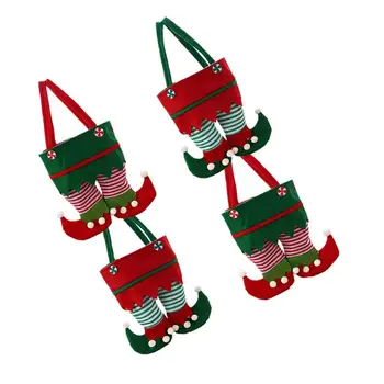 4Pcs Kalėdų Saldainių Krepšiai, Nešiojamų Mielas Elf Kojų Modelio, Subtilus Animacinių filmų Dovana Rankinės Dovanų Maišeliai Festivalis Šalies Prekių