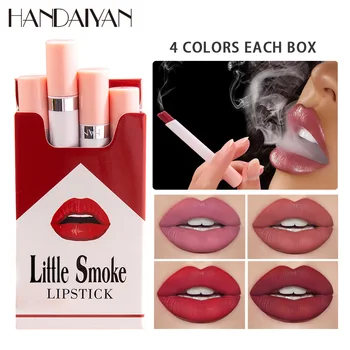 4Pcs Vandeniui Matinis Lūpų Stick Cigarečių Lūpų Lazdos Non-stick Matte lūpų dažų Dūmų Vamzdis Ilgalaikis Makiažas Grožio Kosmetikos