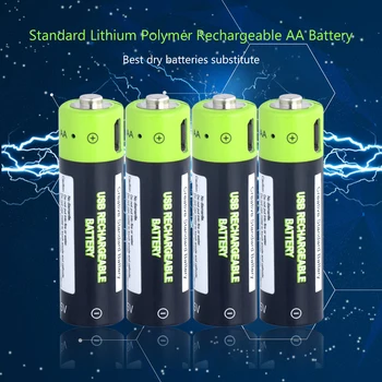 4pieces 1,5 V Voltų 1700mAh Aa Įkraunama Ličio Li-ion Polymer Baterijos, Micro USB Įkrauti AA 2A Lipo Baterija MUMS/ES/JK Įkroviklis