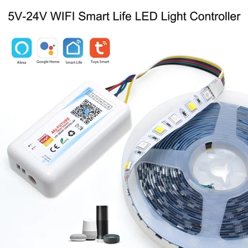 5-24V Wifi Smart Gyvenimo APP Viena spalva/BMT/RGB/RGBWW/RGBCCT Smart Šviesos Juostos Valdiklis protingų Namų darbas su Alexa 