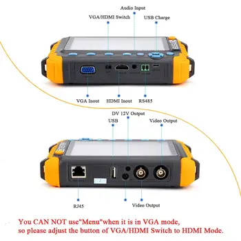 5 colių 8MP Nešiojamų HAINAUT VAIZDO testeris fotoaparato VAIZDO Mini stebėti kameros testeris HAINAUT CVBS testeris kamery HDMI VGA R485 vaizdo testeris