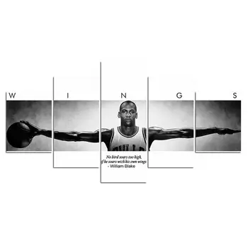 5 Skydelis krepšininkas Michael Jordan sparnus Įkvepiantį citatos, Tapybos Drobės HD spausdinti Sienos Menas 5 gabalas sporto plakatas