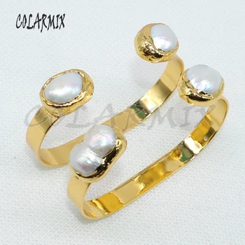5 vnt pearl bangles dvigubai akmens bangles aukso rankogalių reguliuojamas mados derliaus Perlas juvelyriniai dirbiniai moterų 4959