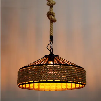 50 cm 40cm 30cm Retro Pramonės Stiliaus LED Pakabukas Šviesos Derliaus Kanapių Virvė Geležies Kabo Lempa dega Namai Restoranas