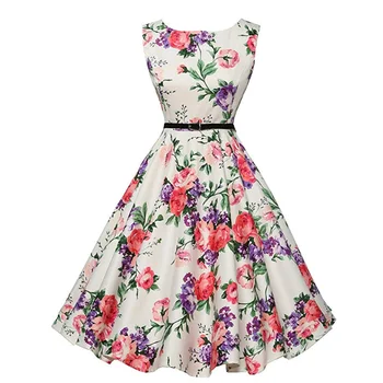 50-ųjų Retro Suknelė Vasaros Elegantiškas Ponios Mados Gėlių Berankovis Suknelė Pokylių Šalies Prom Atsitiktinis vakarinę Suknelę