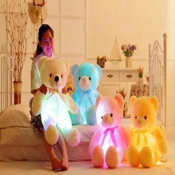 50cm Kūrybos Šviesą LED Meškiukas Iškamšos Pliušinis Žaislas Spalvinga Žėrintis Meškiukas Kalėdų Dovana Vaikams