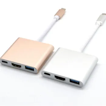 50pcs 3 in 1 Hub C Tipo USB 3.1-PD USB-C 4K * 2K 1080p HDMI USB3.0 USB 3.0 Adapteris, Skirtas Apple Macbook pro 