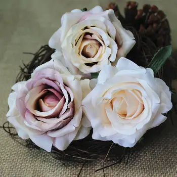 50Pcs šilko Dirbtinių rožių žiedų galvučių vestuves lauke dovanos aksesuaras Kalėdų dekoro vainikas šilko rožė flores artificiales