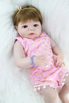 55cm Full Body Silikono Atgimsta Mergina Baby Doll, 