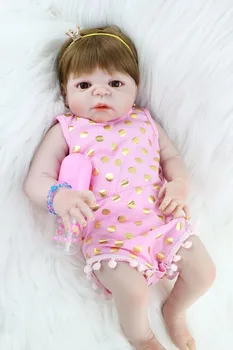 55cm Full Body Silikono Atgimsta Mergina Baby Doll, 