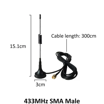 5dbi 433Mhz Antena 433 MHz antena GSM SMA Male Jungtis su Magnetinio pagrindo Kumpis Radijo Signalo Stiprintuvas Belaidžio Kartotuvo