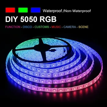 5M/10M LED Šviesos Juostelės RGB Vandeniui IP65 24V 5050 led juosta su 