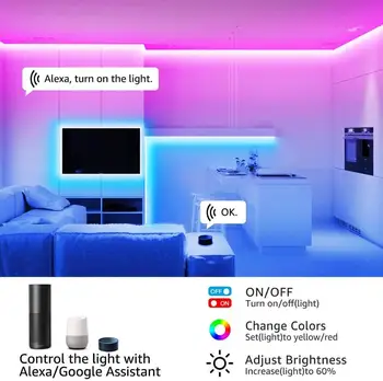 5M 15M 20M 30M WIFI RGB LED Juostelės Šviesos Lubų 12V RGB Juostos, Juostelės Prisijungti Liniją Su Wifi Controler smart App kontrolės