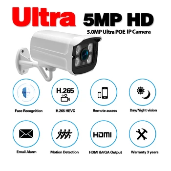 5MP HD Klasikinis metalo MINI Kulka POE IP PTZ Kamera Žmogaus Aptikimo XMEYE P2P 48V POE NVR, ONVIF Namų Stebėjimo kamerų Sistema