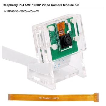 5MP Kamera Modulis Kameros Vaizdo 1080P+Skaidri Turėtojas Aviečių Pi 4/3B +/ 3B/2B/Nulis