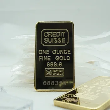 5vnt/daug Šveicarijos Kredito nekilnojamojo 24 auksą, padengtą luito 50 mm x 28 mm juostos su skirtingais serijos lazeriniai skaičius apdaila monetos