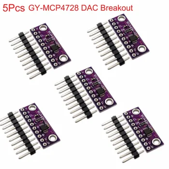 5vnt MCP4728 12 Bitų Breakoout 12bits I2C Skaitmeninio į Analoginį Keitiklis DAC Jutiklio Modulis GY-MCP4728 Mažas Energijos Suvartojimas FZ3481