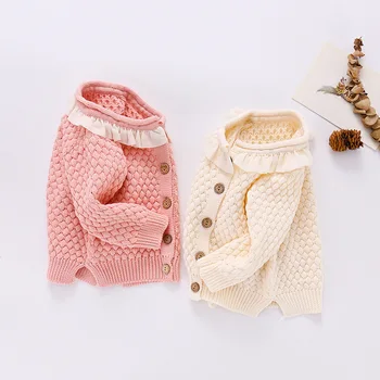 6-36M Naujagimių Bamblys Žiemą Šiltas Megztiniai Megztinis Megztinis Baby Girl Megztus Drabužius ilgomis Rankovėmis Raukiniai Šiltas Trikotažas Apranga