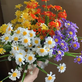 6 Ryšulius, Dirbtinių Daisy Gėlės Netikrą Gėlių Dekoracija Ne Išnyks Dirbtiniais Plastikinių Gėlių Sode Veranda Įvesties Lango Dekoras