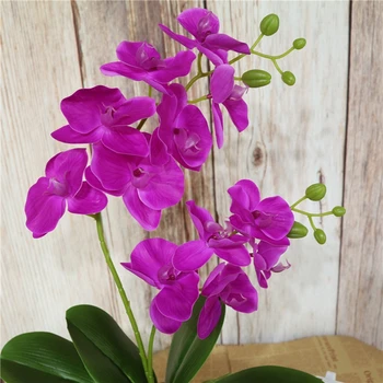 60cm Dirbtinių Gėlių Nekilnojamojo Touch Latekso 2 Filialo Drugelis Orchidėjų Žiedų su Lapais Vestuvių Home Hotel Apdailos Flores