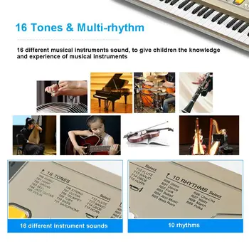 61 Klavišai Elektroninių Fortepijono Klaviatūros Nešiojamų Vaikų Muzikos instrumentų Mokymosi Klaviatūra Mikrofonas Vaikai Ankstyvojo Ugdymo