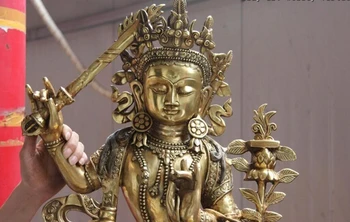 68cm Tibeto Budizmo Vario ir Bronzos Gild Manjusri Manjushri Guan Yin Kwan-yin Statula