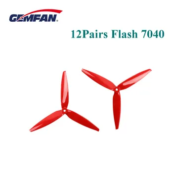 6Pairs 12PCS Gemfan Flash 7040 7 Colių, 3-Menčių Propeleris, RC Drone FPV Lenktynių Freestyle Ilgo Nuotolio 6S 2206 1500KV Variklis