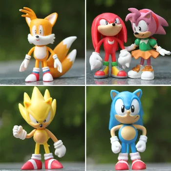 6pcs Aukštos Kokybės X SEGA, Sonic the Hedgehog Rinkimo Veiksmų Skaičius, Modelį, 2.5 colių 6cm Žaislas PVC žaislas Simbolių brinquedos Lėlės