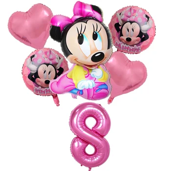 6pcs Disney Mickey Mouse Šalies Balionai Minnie Mouse Gimtadienio Dekoracijas, Baby Shower Dekoras Vaikų Šalis Mickey Balionas