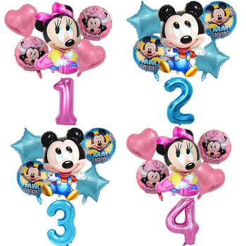 6pcs Disney Mickey Mouse Šalies Balionai Minnie Mouse Gimtadienio Dekoracijas, Baby Shower Dekoras Vaikų Šalis Mickey Balionas