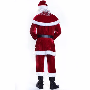 6PCS Kalėdų Senelio Kostiumas Fancy Dress Suaugusių Vyrų Kostiumai Cosplay Apranga