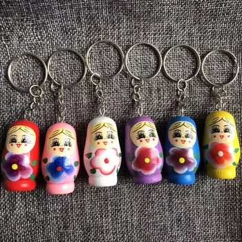 6pcs/pak mišrios spalvos mini lėlės paketų prižiūrėtojų raktinę rusų lėlės 